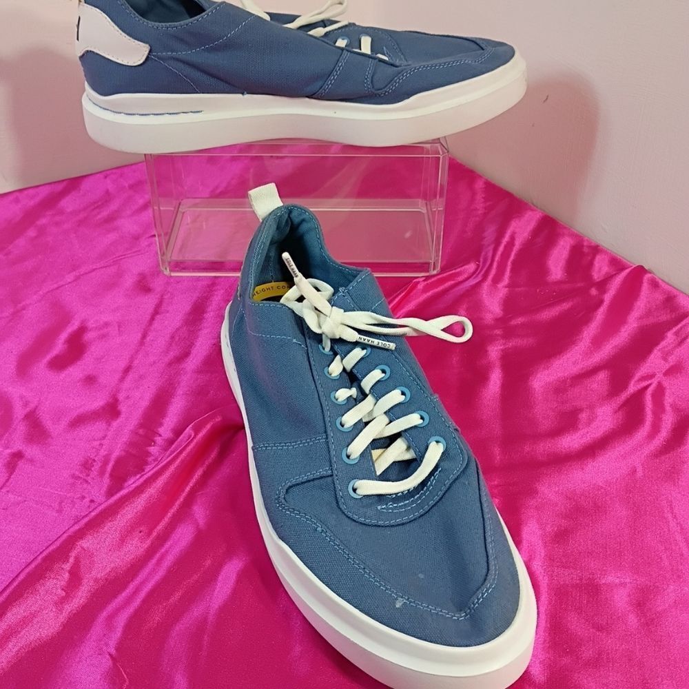 Cole Haan Mens SZ 9.5M GrandPrø Rally Canvas Court Blue/White Sneaker.